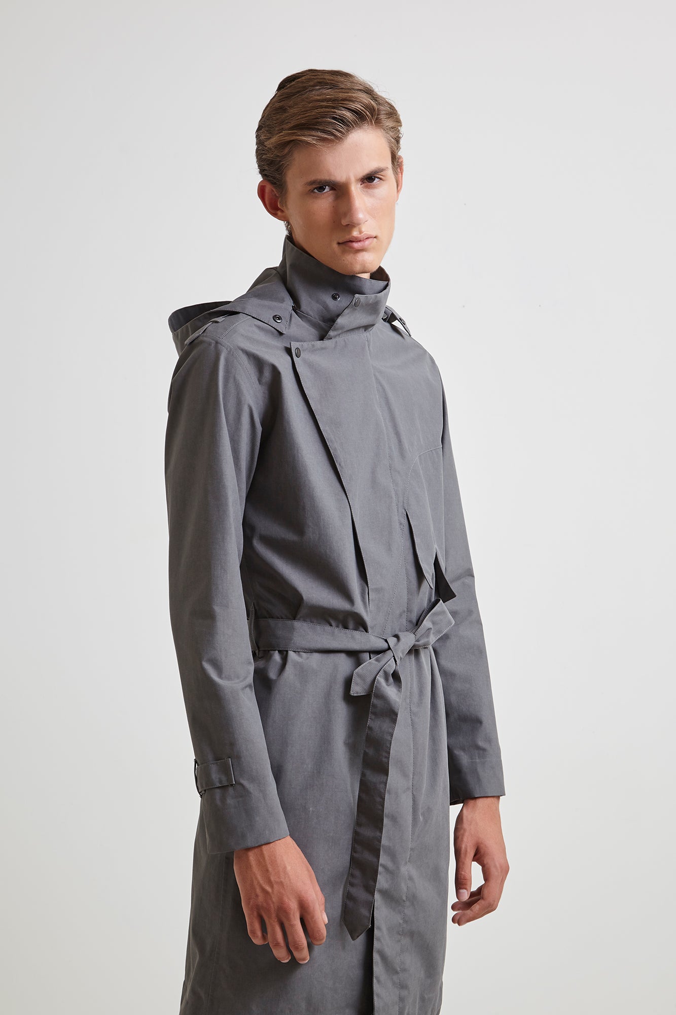 ZIPPER TRENCH COAT - grey raincoat for men – theraincoat.com