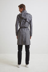 ZIPPER TRENCH COAT - grey raincoat for men