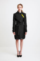 ONE-SIDED TRENCH COAT - black raincoat for women