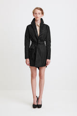 TAILORED TRENCH COAT - black raincoat for women
