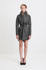 TAILORED TRENCH COAT - grey raincoat for women
