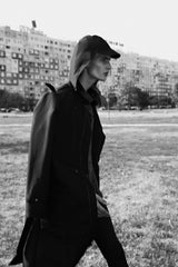 LONG ZIPPER COAT - black raincoat for men