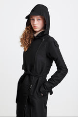 LONG ZIPPER COAT - black raincoat for women