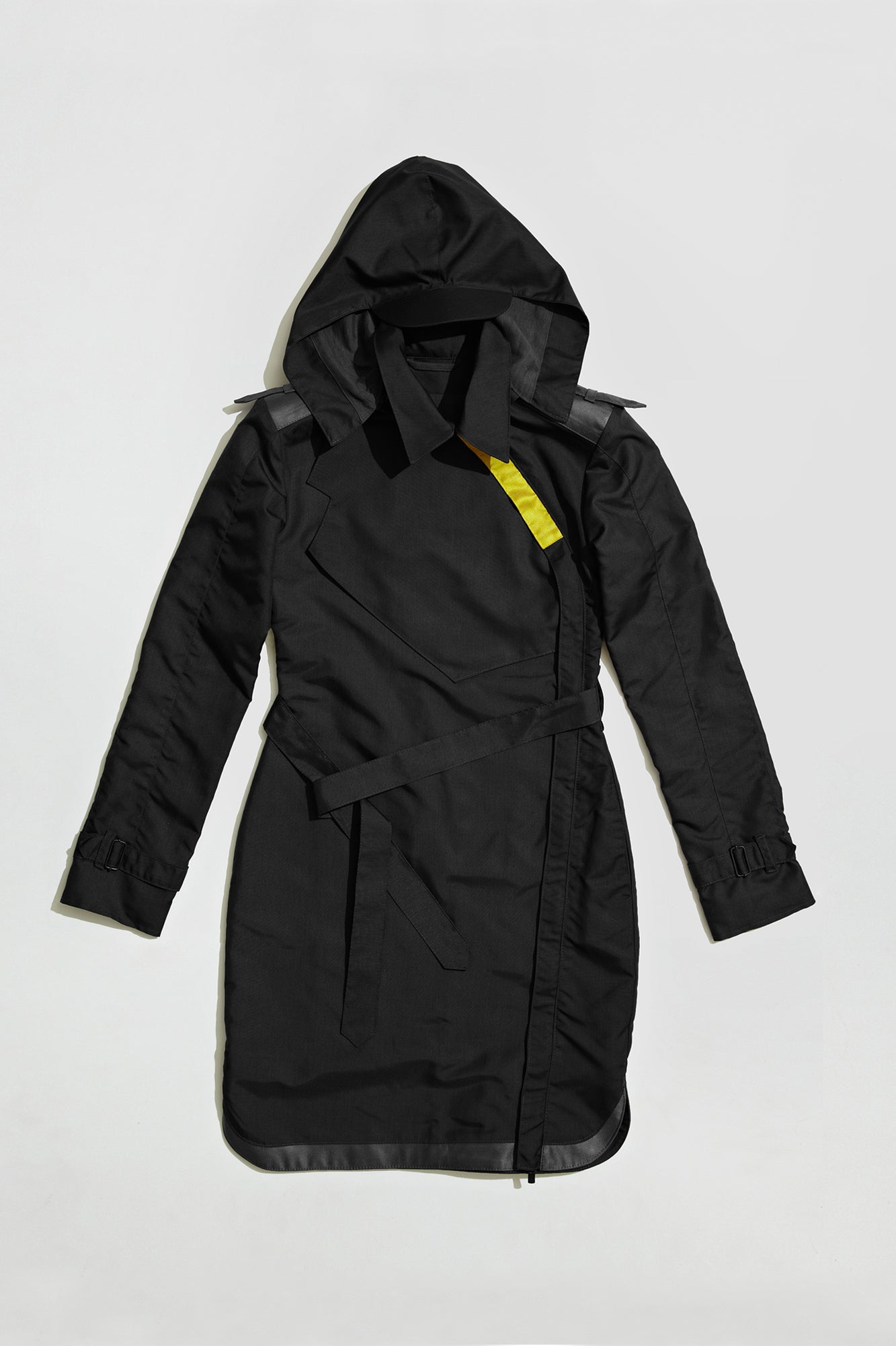 ONE-SIDED TRENCH COAT - black raincoat for women